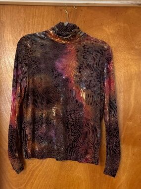 Sno Skins Sheer Turtleneck Top And Scarf NWOT Multi Color